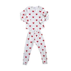 Petit Bateau Heart Sleepwear Red White Girls 5T Valentine’s Pajama Set